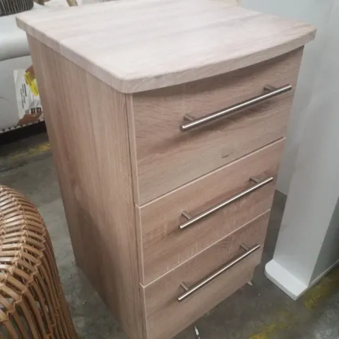 FULLY ASSEMBLED LYNDALE 3 DRAWER BEDSIDE TABLE - BORDEAUX OAK