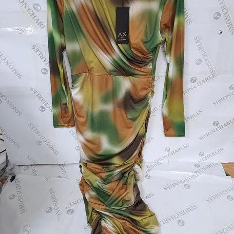 AX PARIS RUCHED LONG SLEEVE DRESS - UK 12