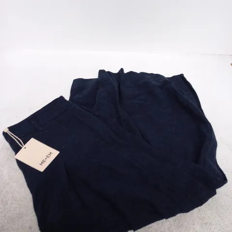 ME+EM TEXTURED PLEAT FRONT SUPERWIDE CULOTTES β NAVY, UK 10