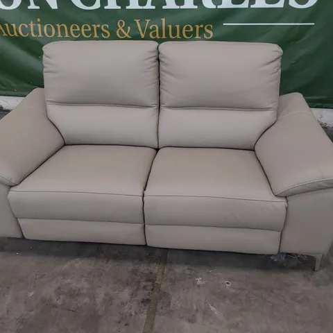DESIGNER POWER TWO SEATER SOFA BEIGE LEATHER