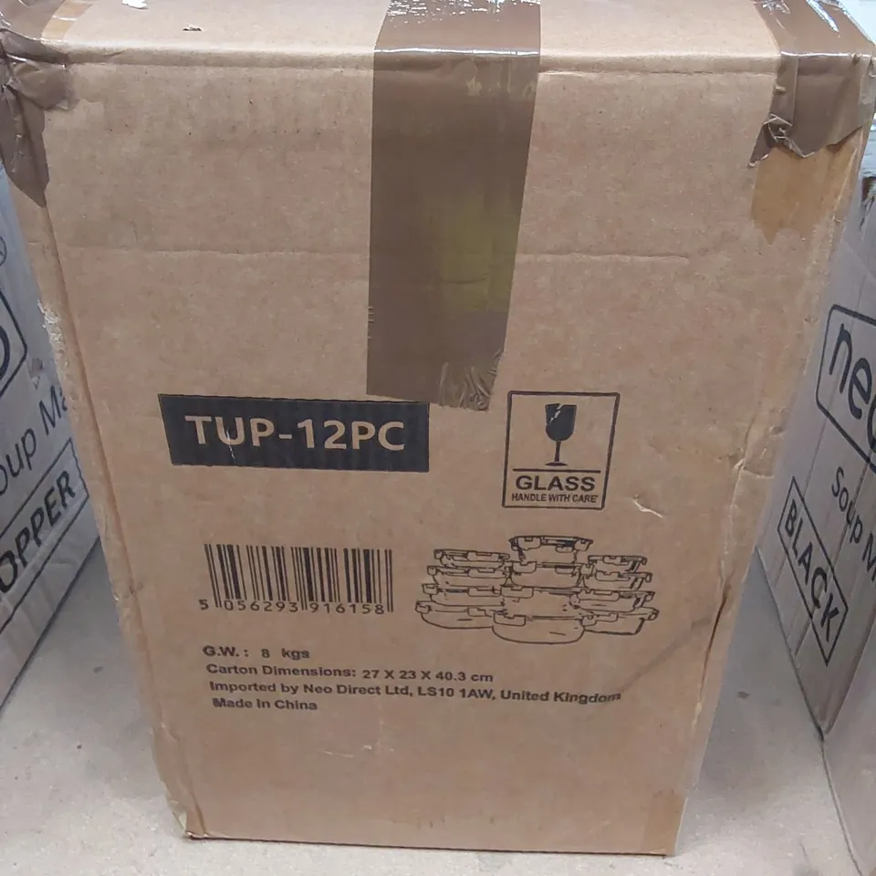 BOXED NEO 12 PIECE GLASS TUPPERWARE SET