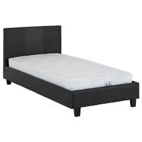 BOXED MARSTON 3' SINGLE FAUX LEATHER BED FRAME - BLACK (2 BOXES)