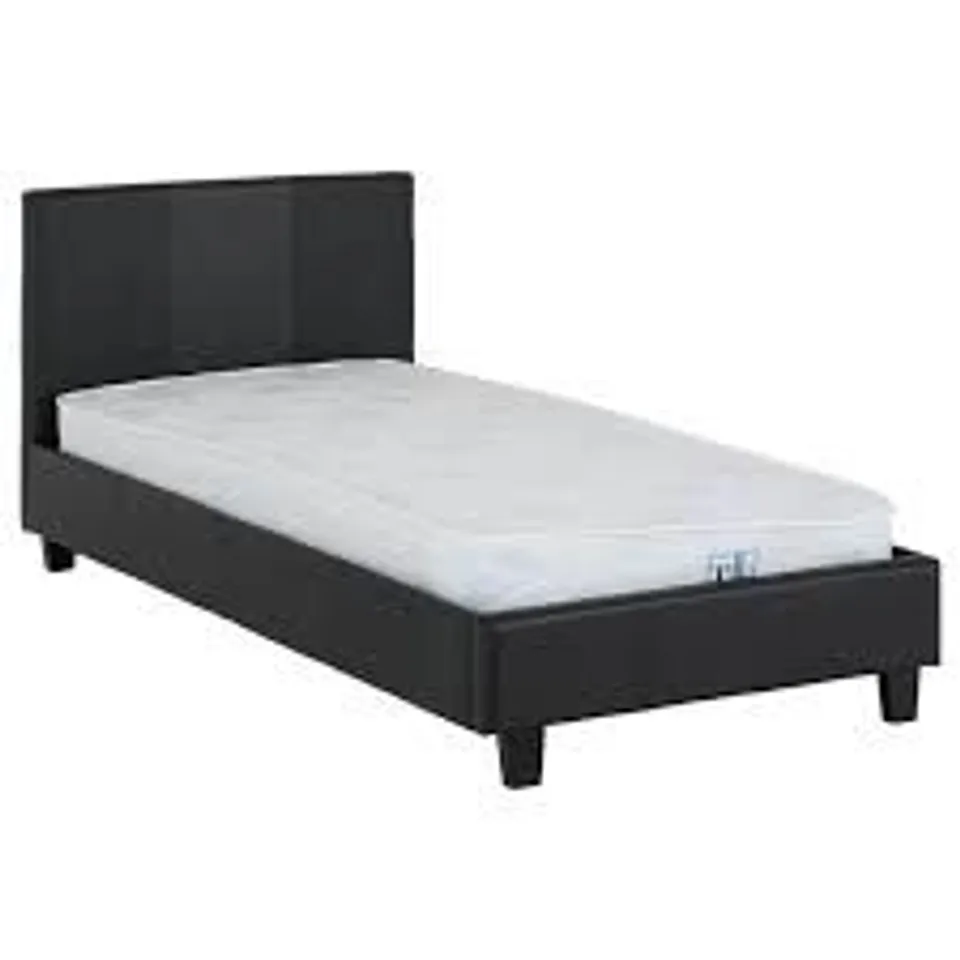 BOXED MARSTON 3' SINGLE FAUX LEATHER BED FRAME - BLACK (2 BOXES)