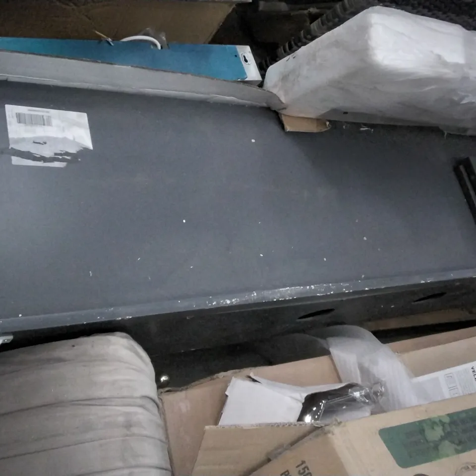DESIGNER GREY WOOD SIDE UNIT WITH METAL LEGS