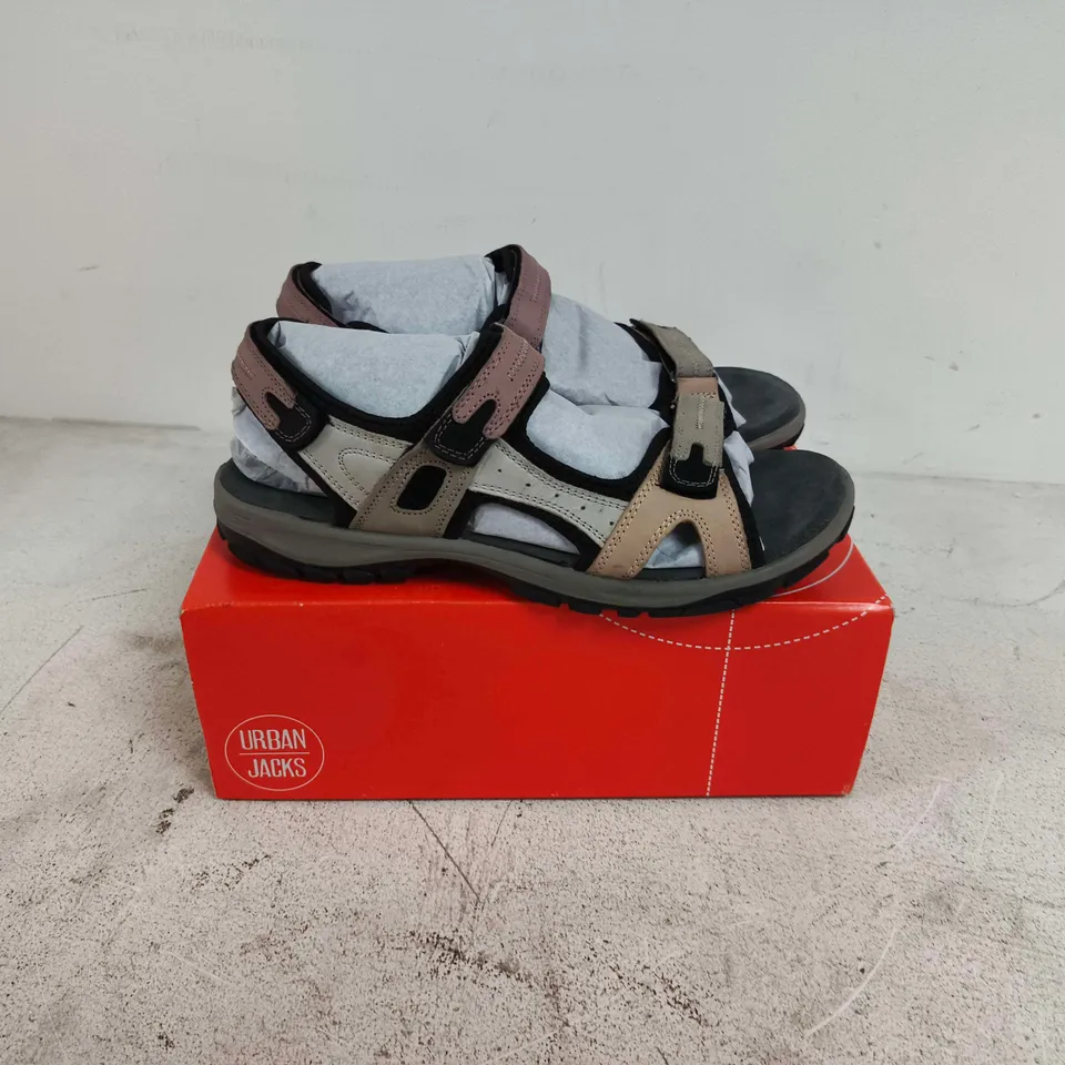BOXED PAIR OF URBAN JACKS MANDY SHOES IN PINK/BLACK - SIZE 41