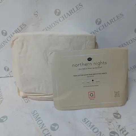 NORTHERN NIGHTS SATEEN SET OF DEEP POCKET FITTED SHEETS IN IVORY - KING SIZE