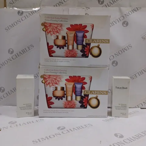 BOX OF APPROXIMATELY 15 ASSORTED HEALTH AND BEAUTY ITEMS TO INCLUDE CLARINS EXTRA FIRMING COLLECTION AND NATURA BISSE TOLERANCE BOOST