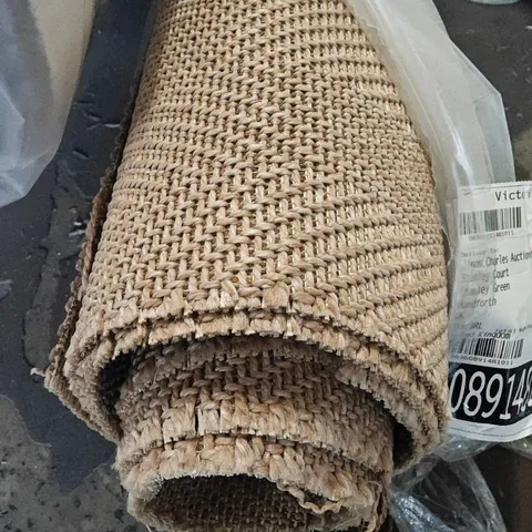 QUALITY BAGGED AND ROLLED EASISISAL CHEVRON CARPET IN BROWN - APPROXIMATELY LENGTH 3.2M WIDTH 4M