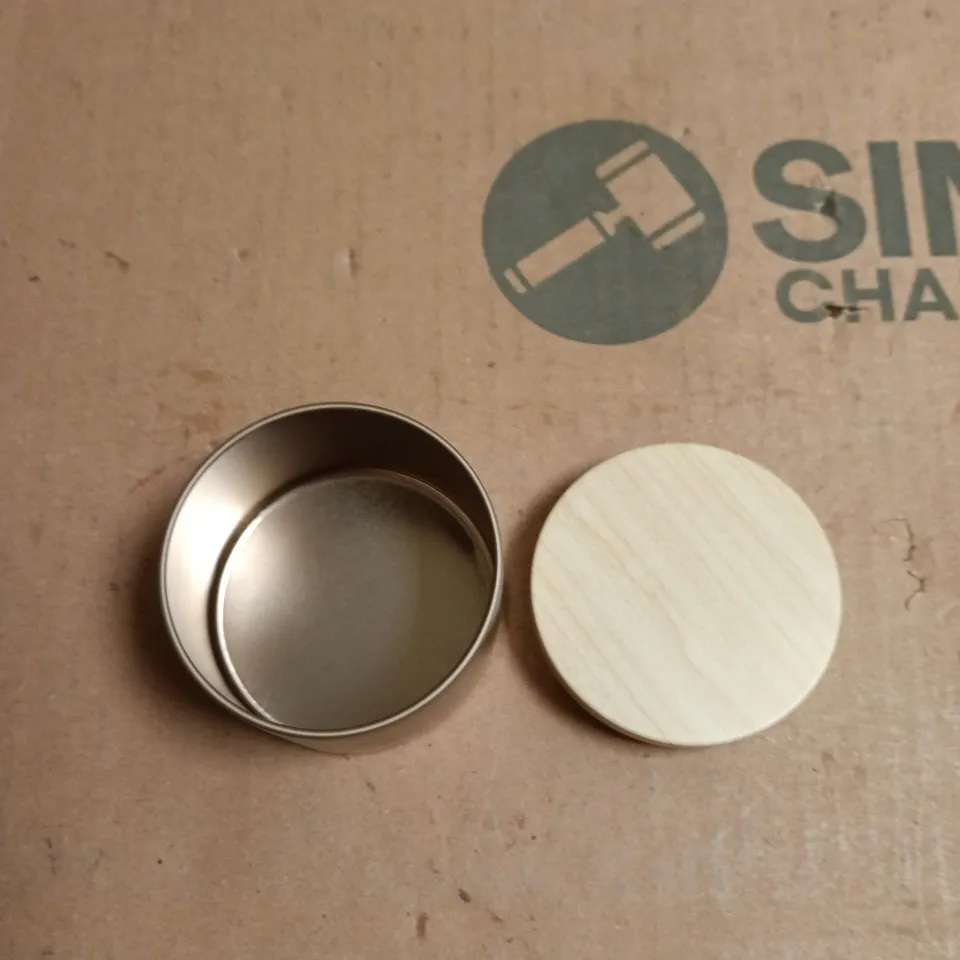 APPROXIMATELY 12 SMALL FOOD STORAGE TINS WITH LIDS