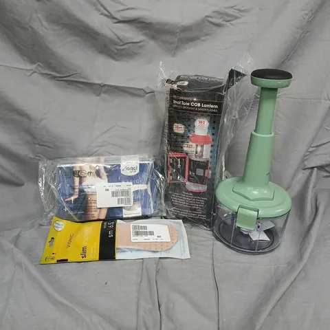 APPROXIMATELY 12 ASSORTED ITEMS TO INCLUDE TOOL TOLE COB LANTERN, VIONIC SLIM INSOLES, COOKS ESSENTIALS PRESS & MAX, ETC