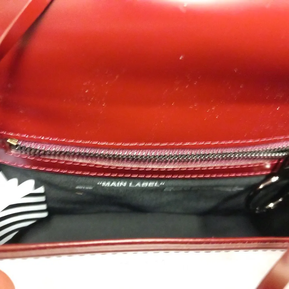 OFF-WHITE OXBLOOD DIAGONAL FLAP BINDER BAG WITH INTERCHANGEABLE STRAPS