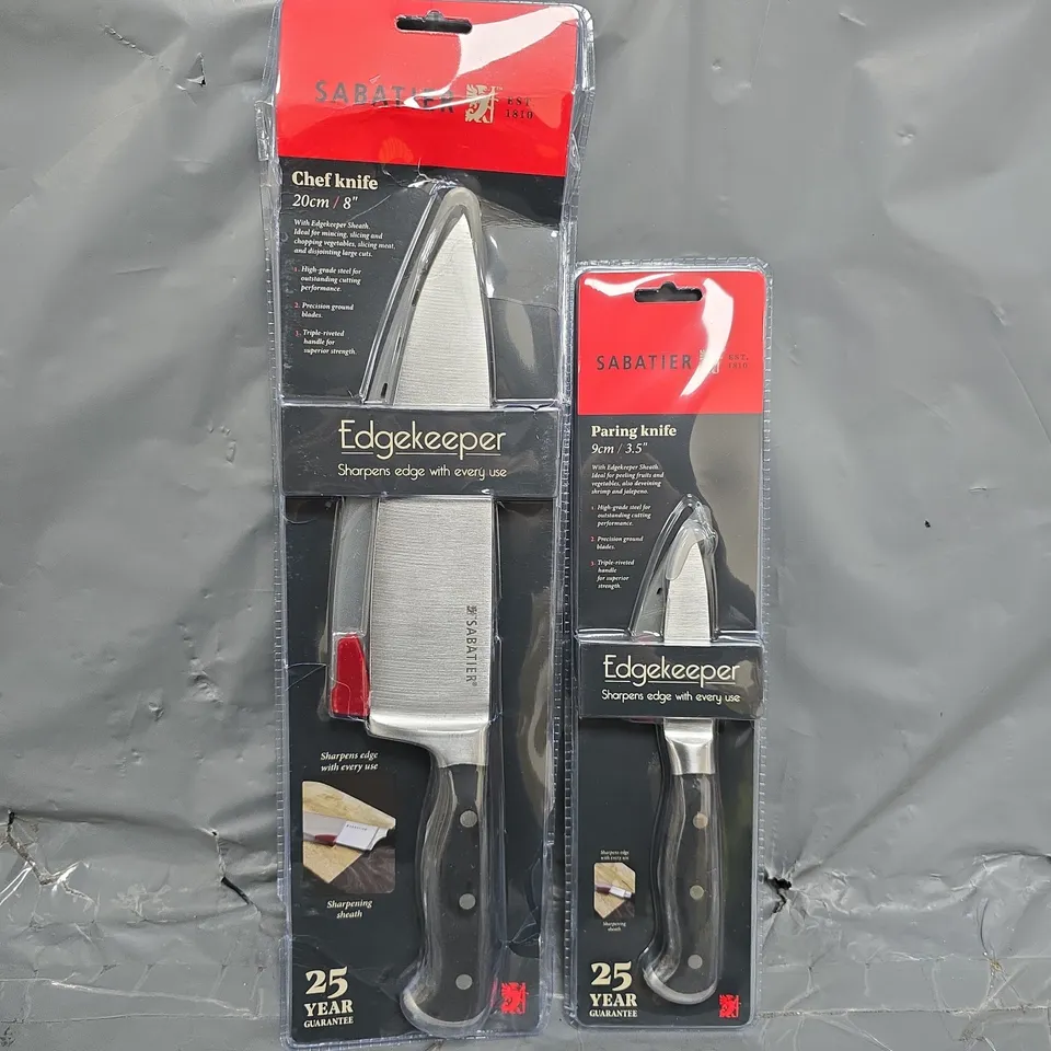 SET OF 2 SABATIER KNIFES TO INCLUDE - CHEF KNIFE 20CM & PARING KNIFE 9CM 