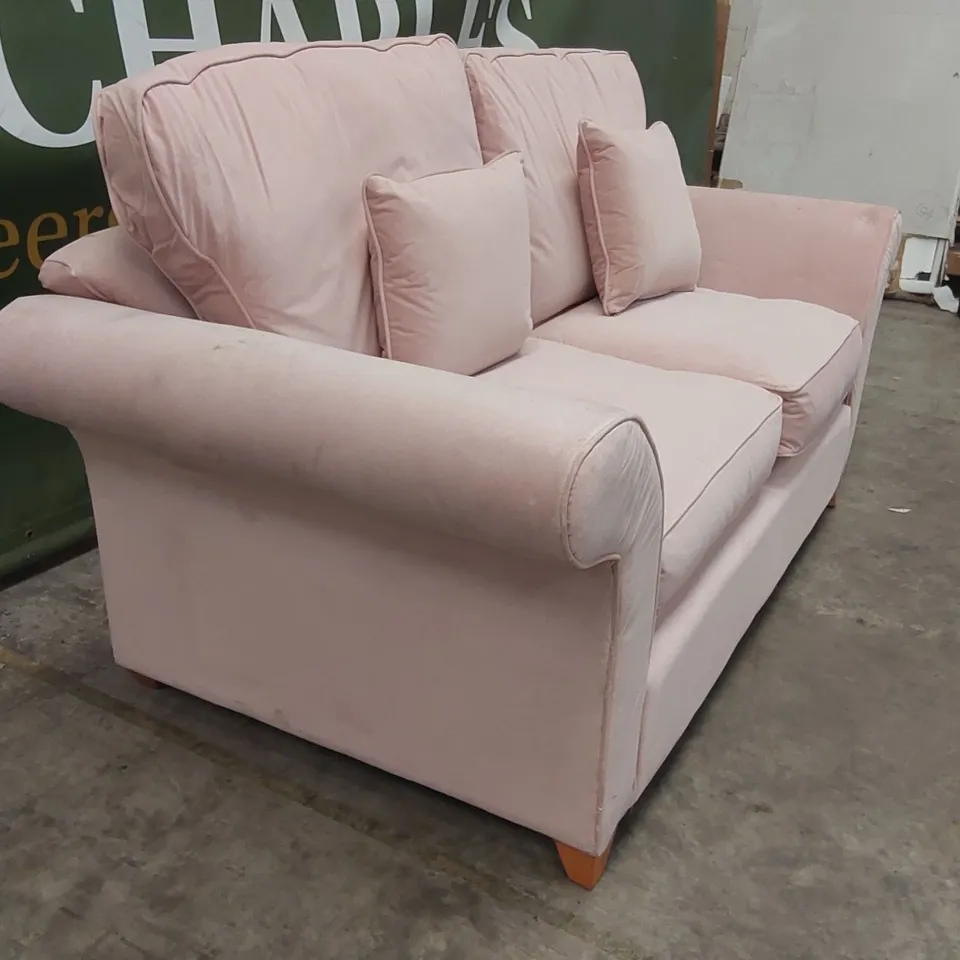 QUALITY DESIGNER 3 SEATER PINK VELVET SOFA 