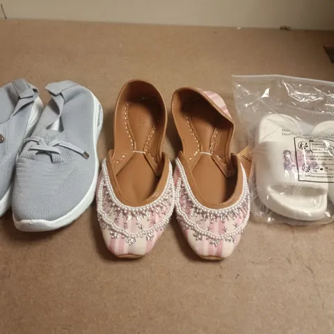 BOX OF APPROXIMATELY 15 ASSORTED PAIRS OF SHOES AND FOOTWEAR ITEMS IN VARIOUS COLOURS, STYLES, AND SIZES - COLLECTION ONLY