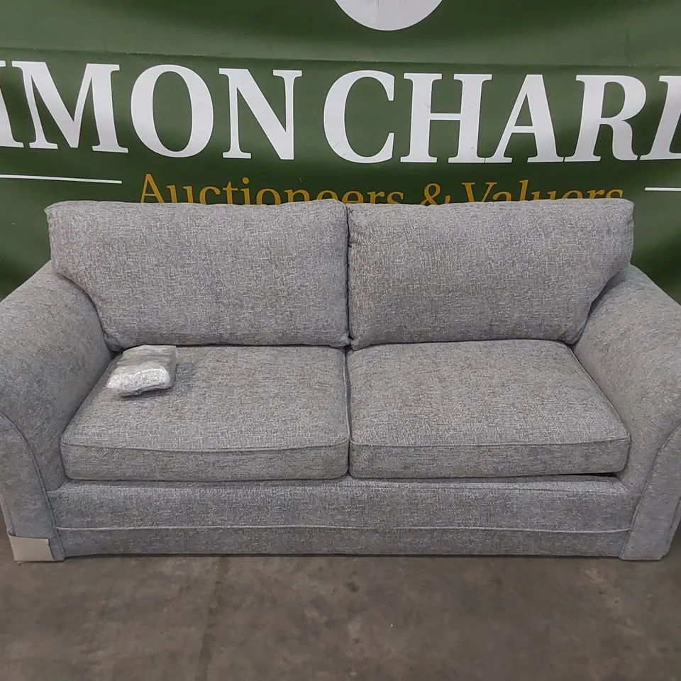 DURY 3 SEATER CHUNKY WEAVE FIXED BACK SOFA - GREY