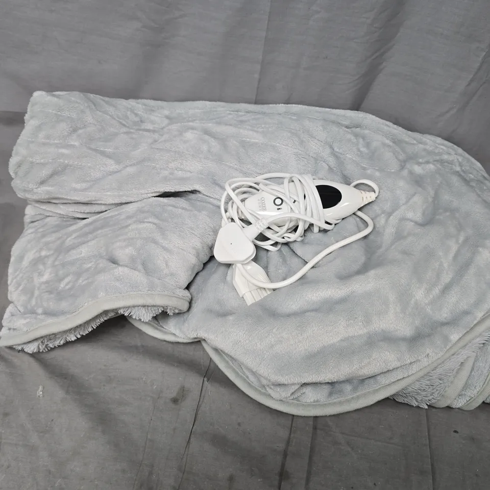 COZEE HOME FAUX FUR AND VELVETSOFT HEATED THROW WITH 9 HEAT SETTINGS LIGHT GREY