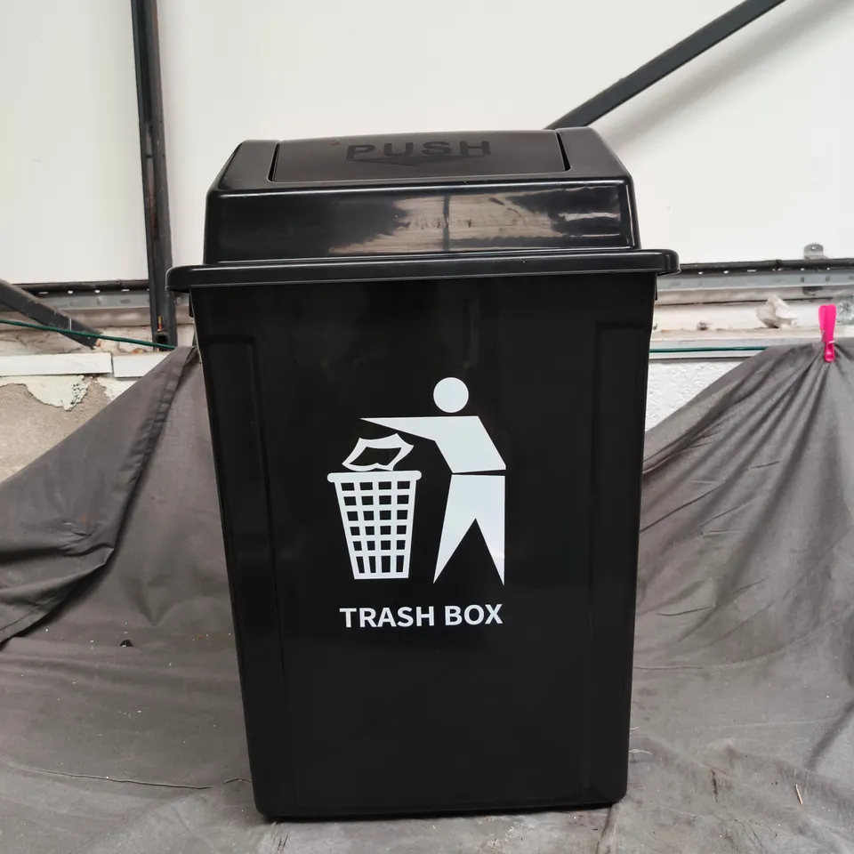 BLACK SWING TOP BIN "TRASH BOX" BOXED
