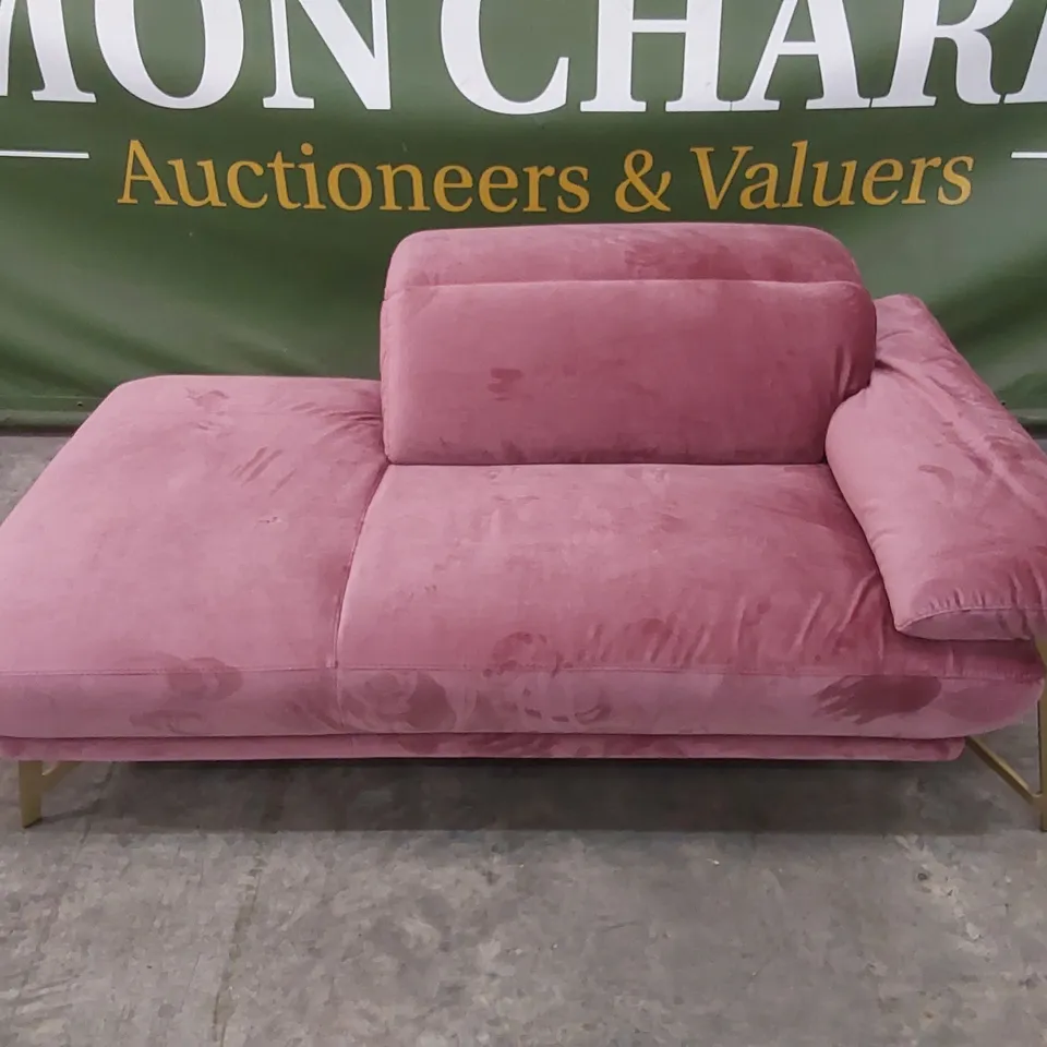 QUALITY DESIGNER ITALIAN MADE ANAIS STAND ALONE CHAISE LOUNGE - PINK VELVET