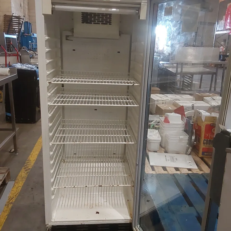 TEFCOLD GLASS FRONT UPRIGHT FRIDGE