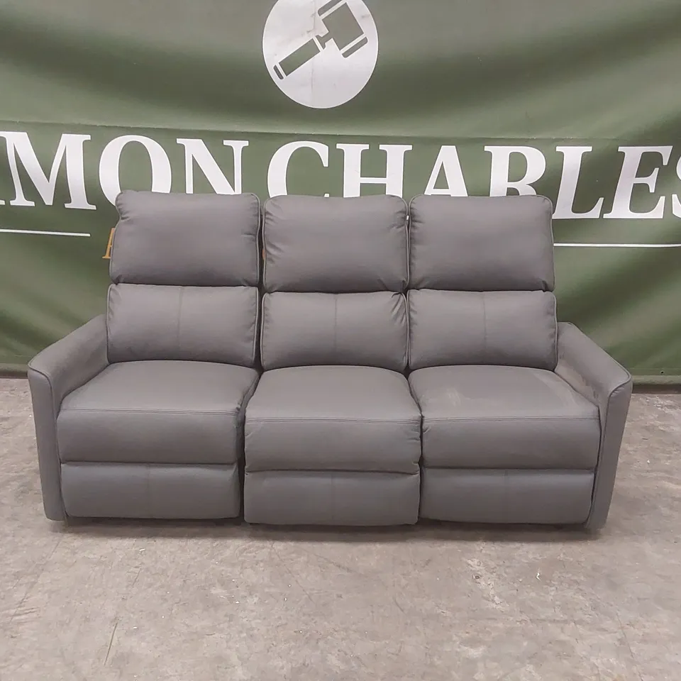 QUALITY DESIGNER 3 SEATER FAUX LEATHER MANUAL RECLINER SOFA