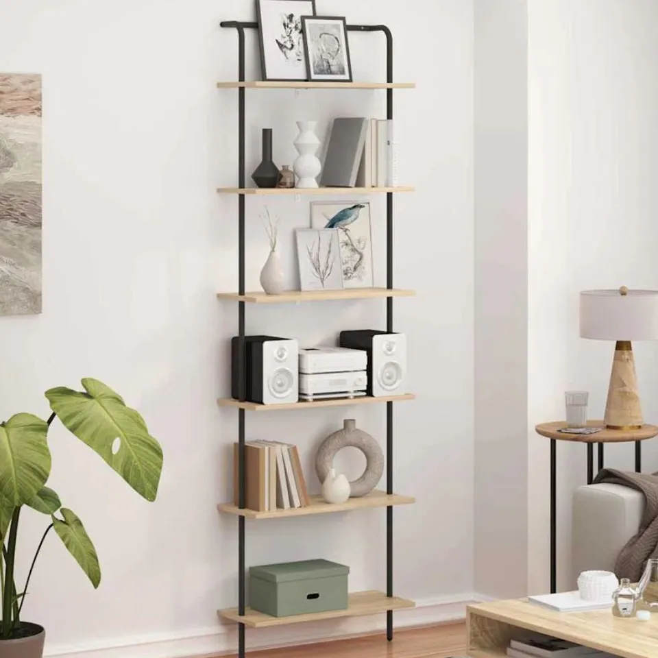 BOXED BOOKSHELF OLD WOOD 60 X 24 X 203 CM  ENGINEERED WOOD