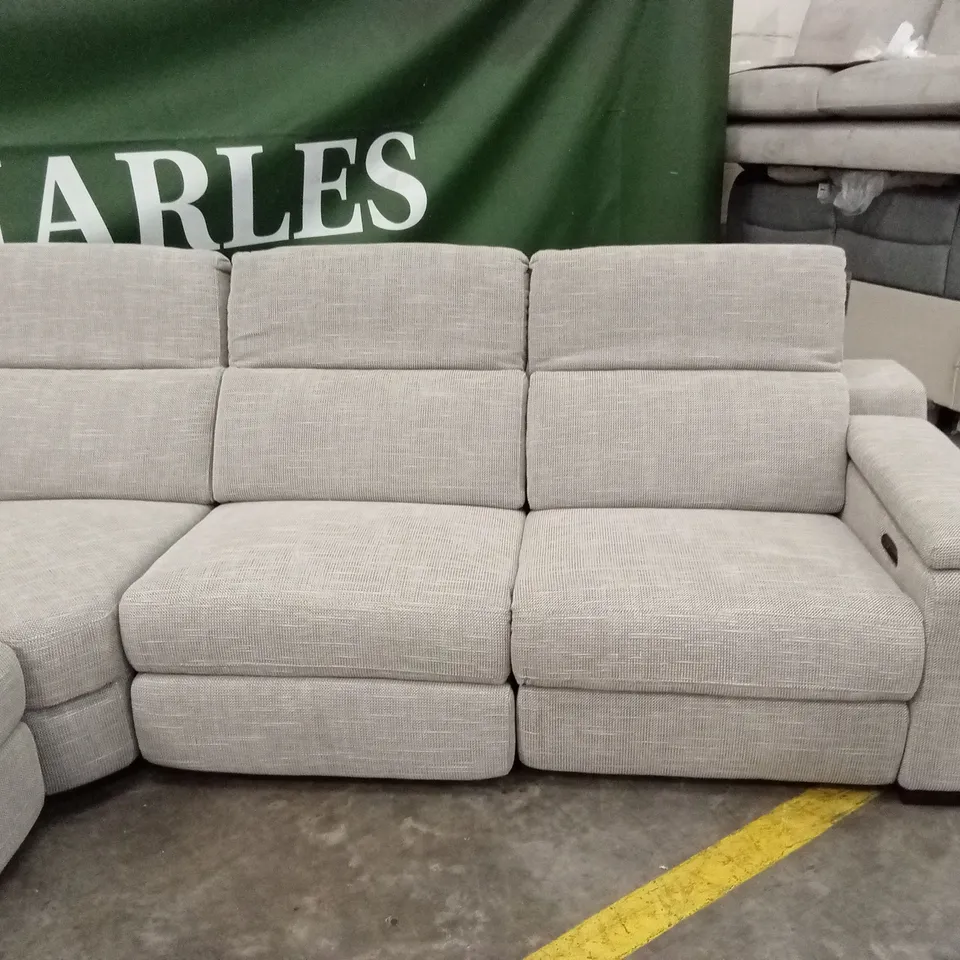 DETROIT FABRIC LEFT HAND POWER RECLINER CORNER GROUP SOFA WITH CHARGING PORTS AND STORAGE RRP £1999