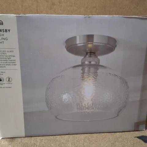 BOXED DUNELM HEMSBY FLUSH CEILING LIGHT – GLASS SHADE,