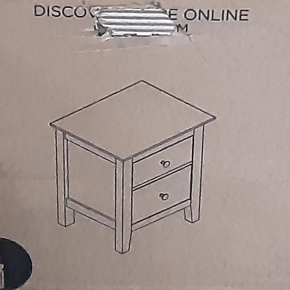 BOXED LYNTON BEDSIDE IN NAVY , H61 X W49  X D40 CM 