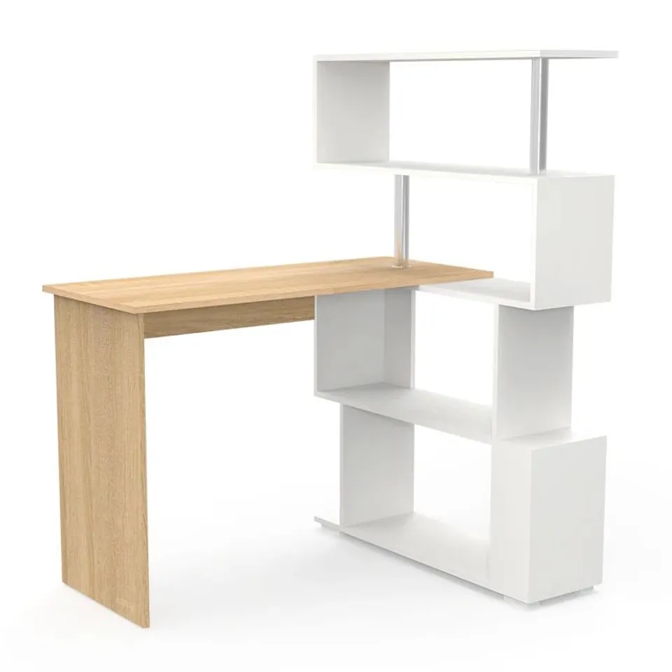 BOXED MILROY L-SHAPED WRITING DESK (1 BOX)