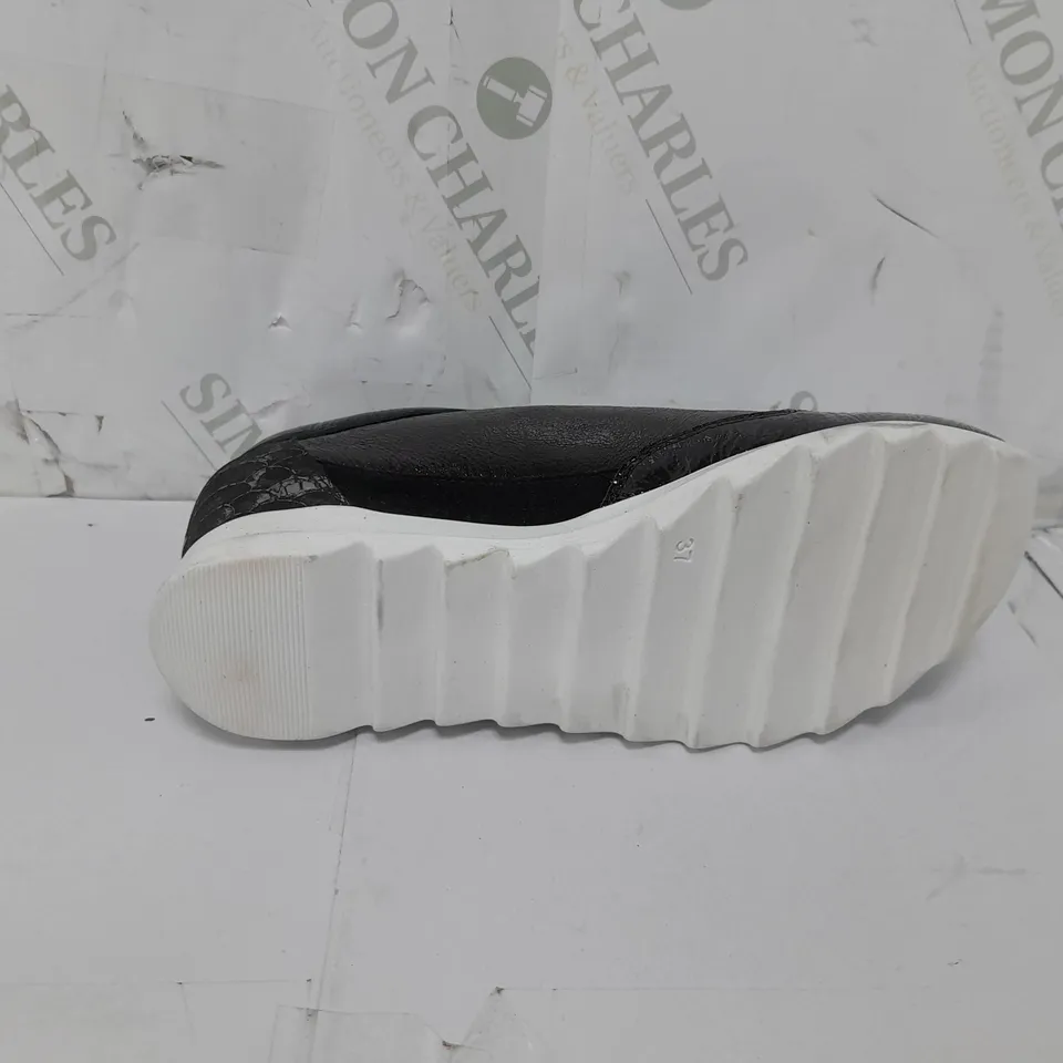 PAIR OF RUTH LANGSFORD WEDGE TRAINERS IN BLACK SIZE 4