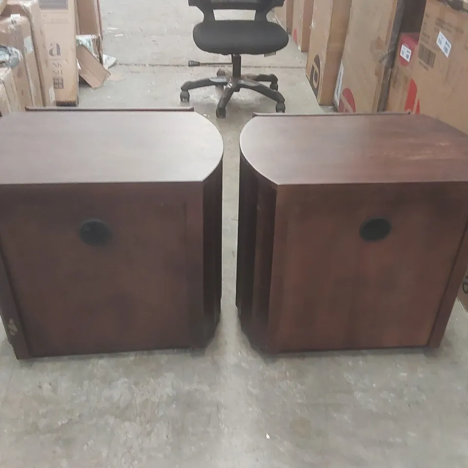 PAIR OF DANETTI DARK WOOD BEDSIDE TABLES