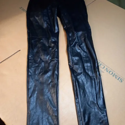 STRADIVARIUS BLACK FAUX LEATHER TROUSERS