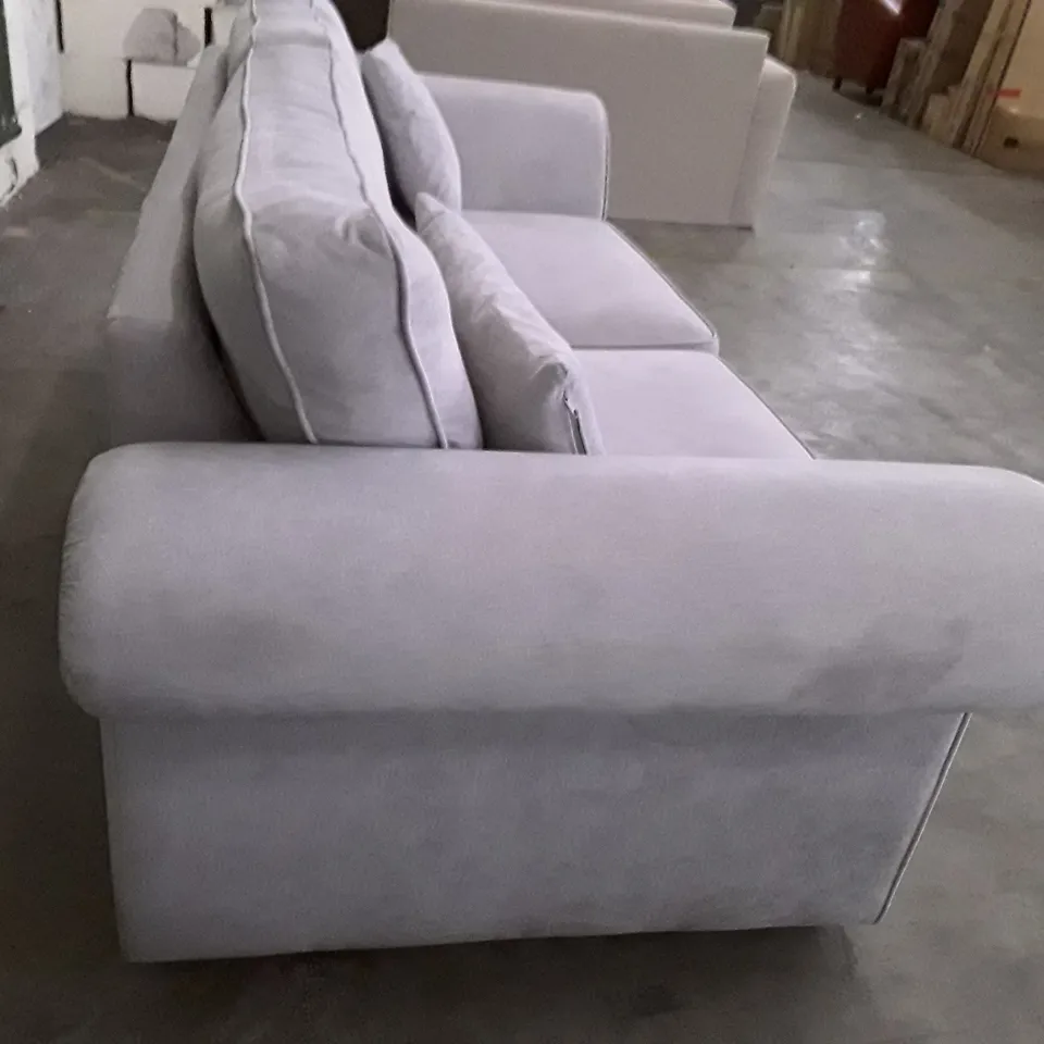 QUALITY DESIGNER 3 SEATER SOFA - LIGHT GREY FABRIC