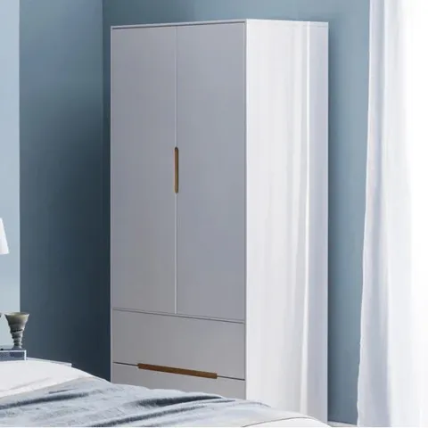 BOXED DOUBLE WARDROBE WHITE ALICIA 2 DOOR WARDROBE BY JULIAN BOWEN (2 BOXES)