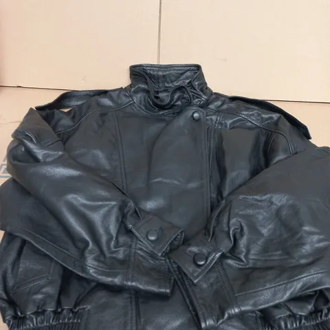 STRADVARIOUS LEATHER JACKET – BLACK, SIZE M 