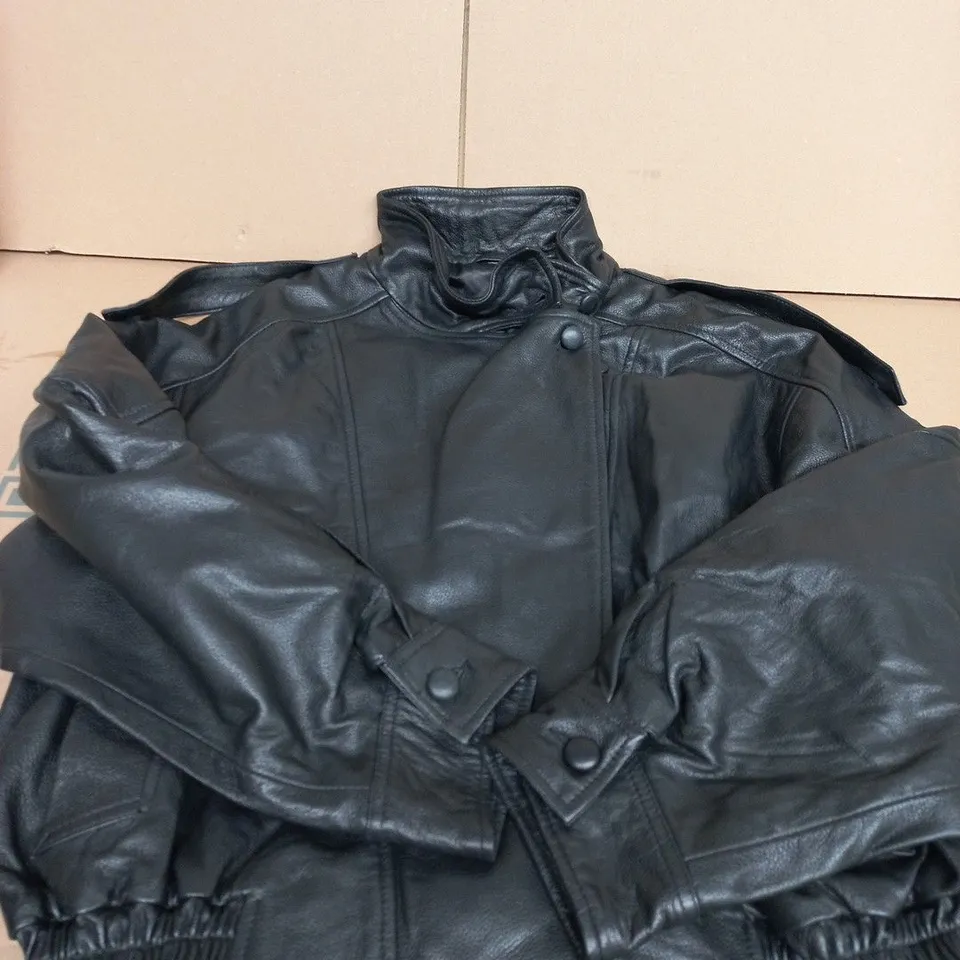 STRADVARIOUS LEATHER JACKET – BLACK, SIZE M 