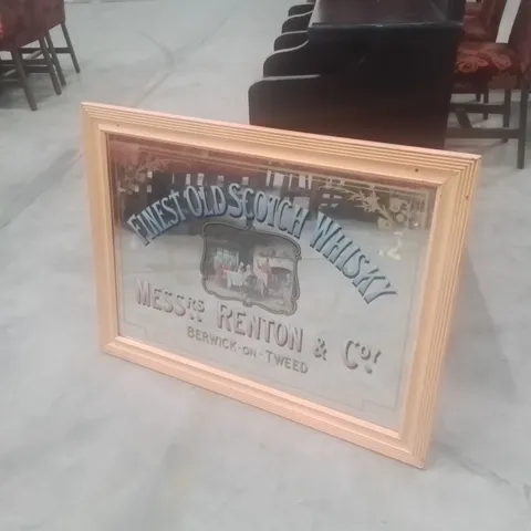EX PUB DISPLAY ANTIQUE FRAMED ADVERTISEMENT MIRROR - "FINEST OLD SCOTCH WHISKEY"