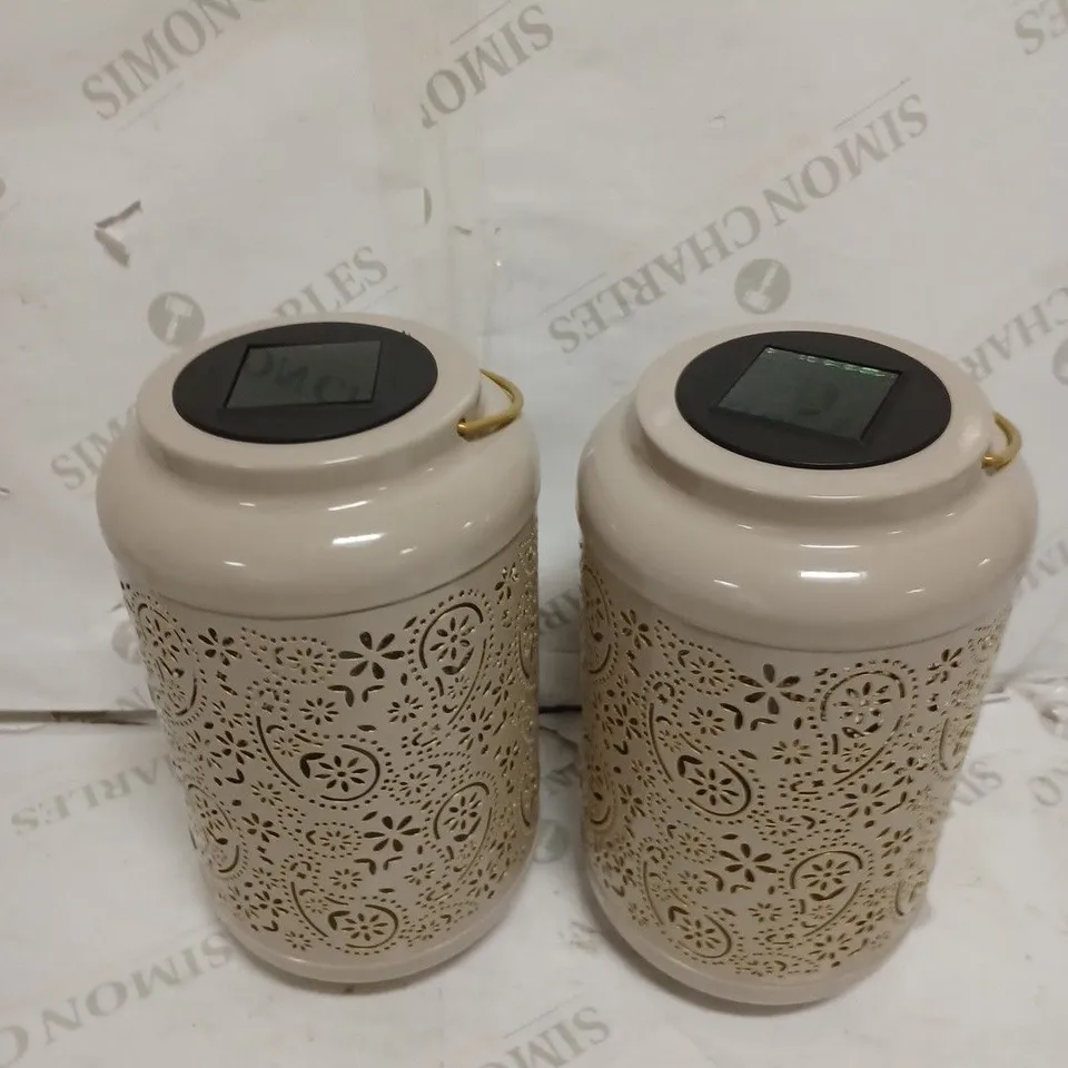 GARDEN REFLECTIONS SET OF 2 PATTERNED SOLAR LANTERNS, PAISLEY