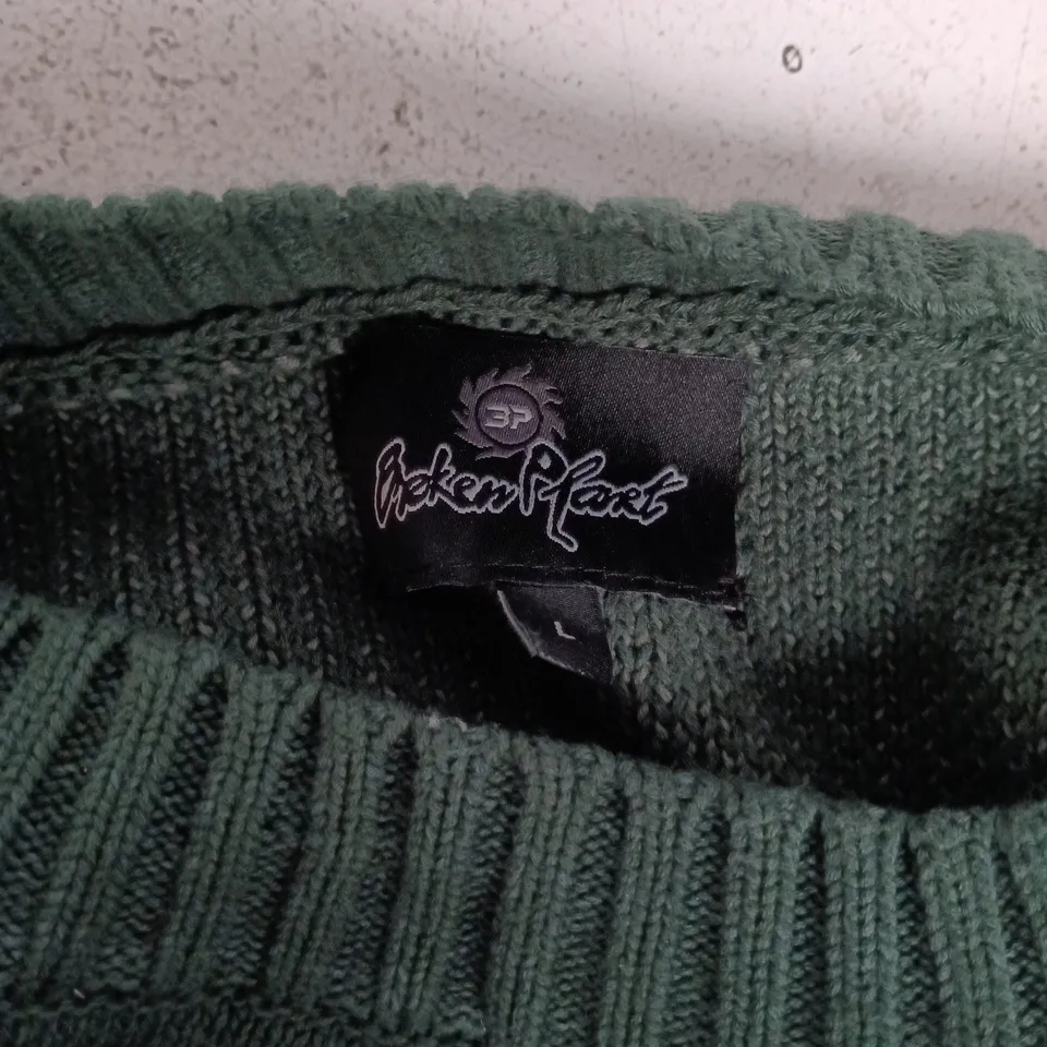BROKEN PLANET HEAVYWEIGHT SWEATER IN GREEN - LARGE