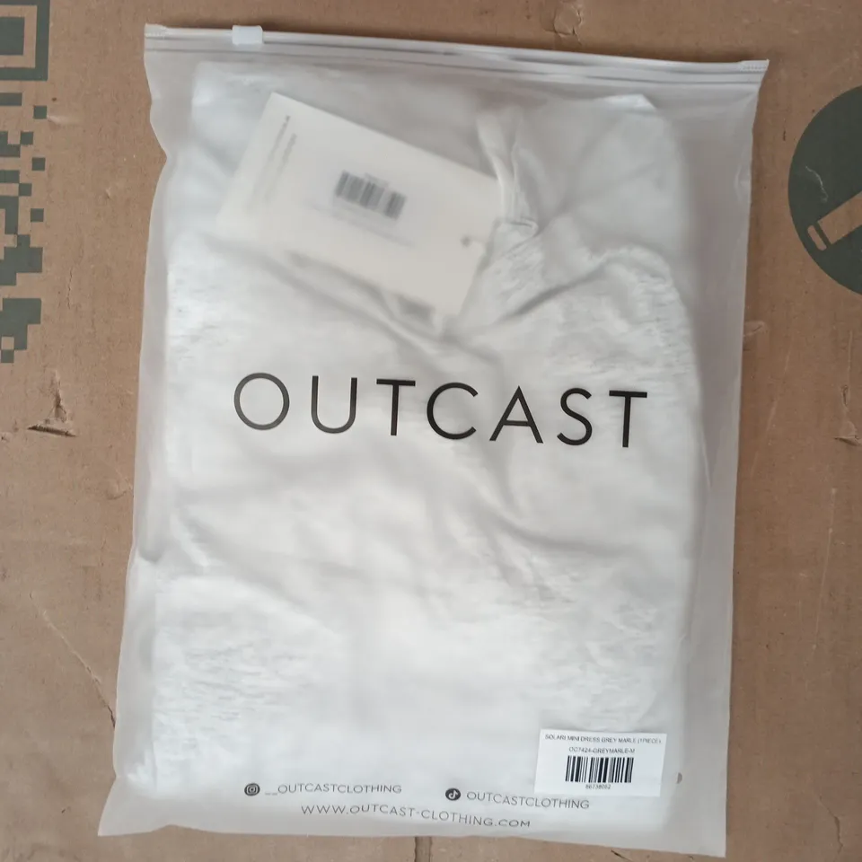 BAGGED OUTCAST SOLARI MINI DRESS IN GREY MARL SIZE MEDIUM