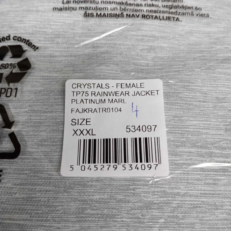 TRESPASS CRYSTALS - FEMALE RAINWEAR JACKET, PLATINUM MARL, XXXL