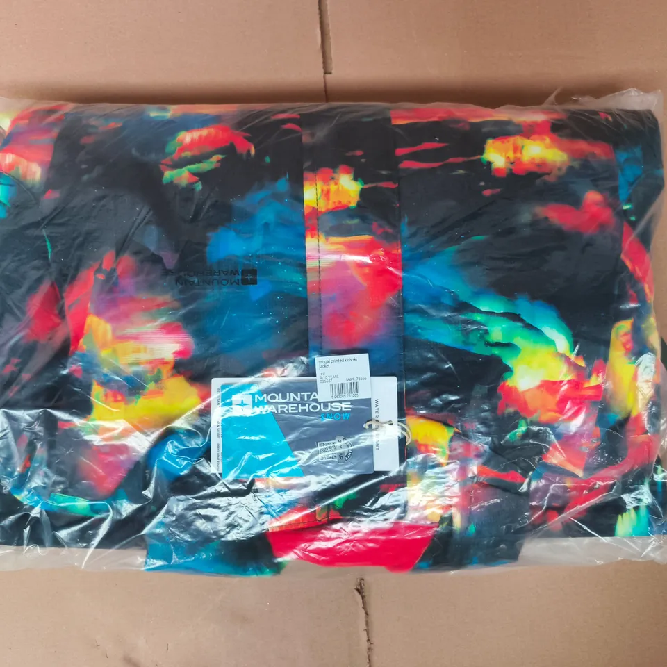 BAGGED MOUNTAIN WAREHOUSE MOGAL PRINTED KID'S SKI JACKET IN MULTICOLOUR SIZE 9-10 YEARS