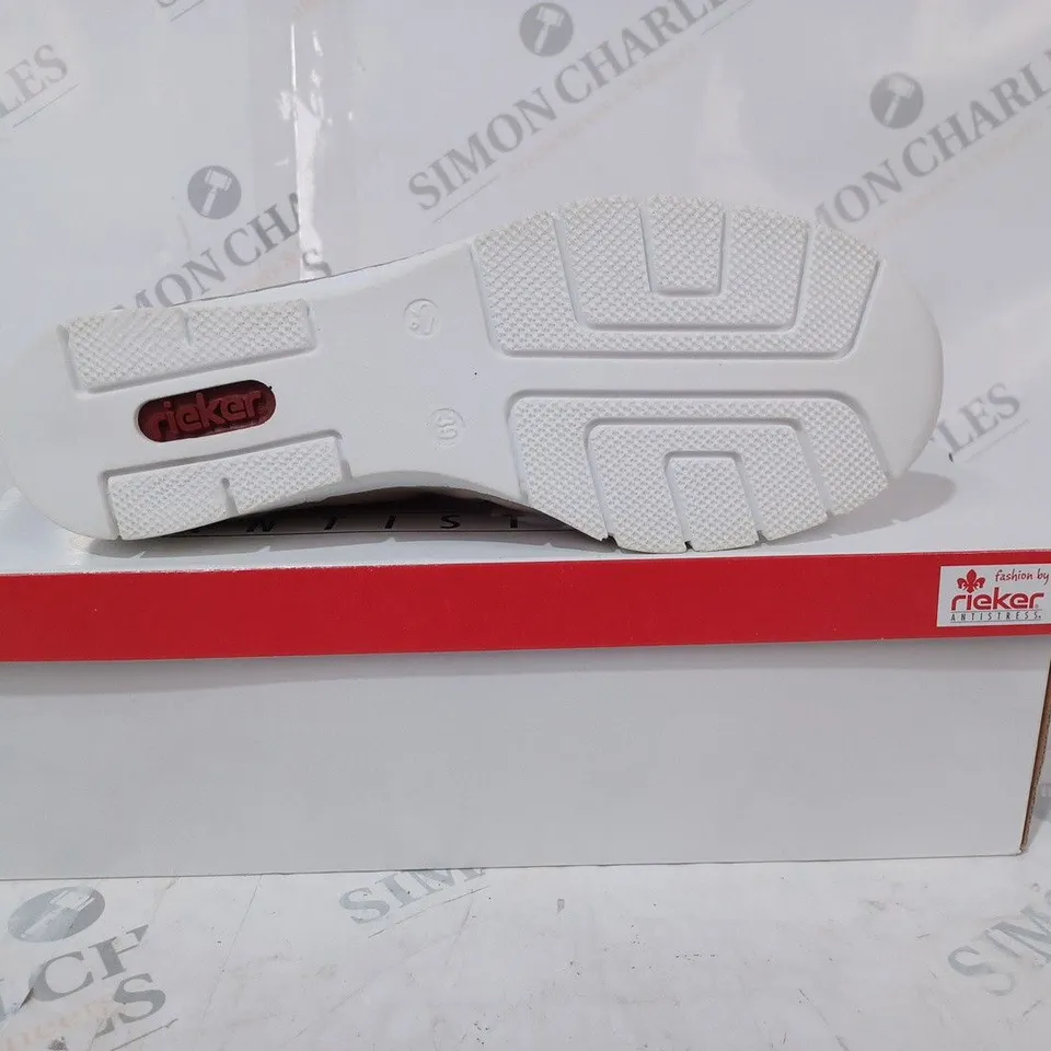 BOXED PAIR OF RIEKER TRAINERS IN TAUPE SIZE 6