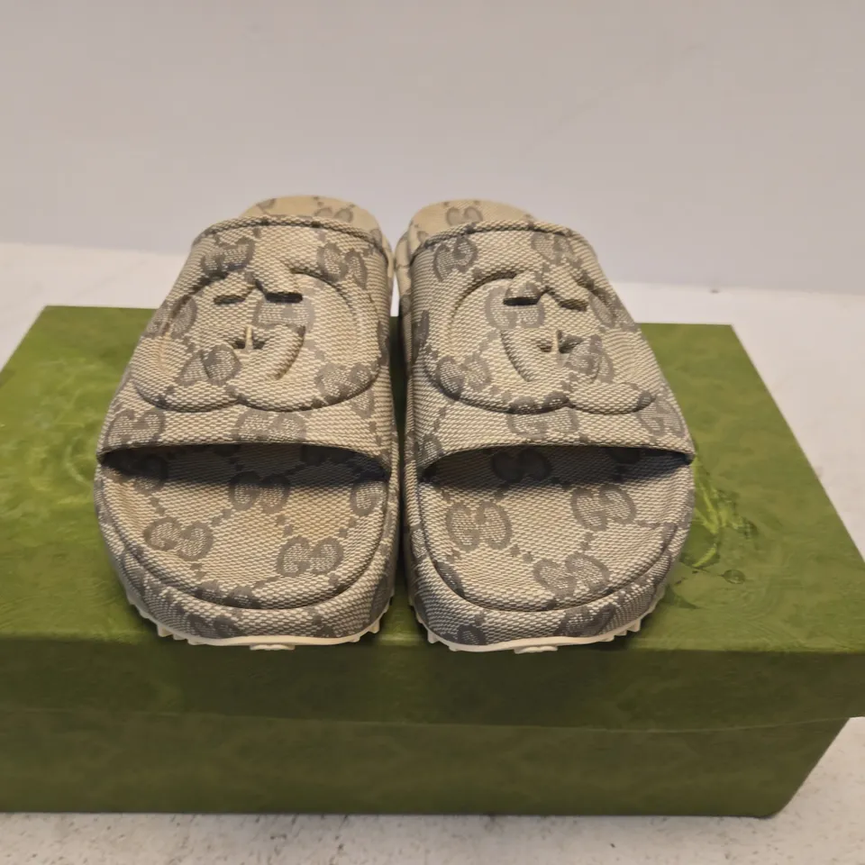 BOXED PAIR OF GUCCI GG SLIP-ON SANDALS – WOMEN’S - SIZE 37