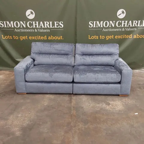 QUALITY DESIGNER MELROSE FABRIC 4 SEATER SOFA - BLUE