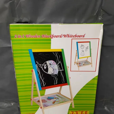 BOXED 2 IN 1 WOODEN BLACKBOARD/WHITEBOARD