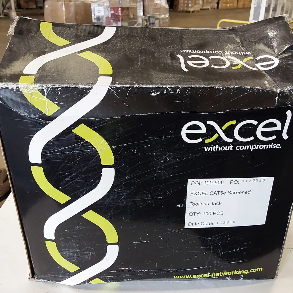 BOX OF APPROXIMATELY 100x BAGGED EXCEL CAT5e SCREENED TOOLLESS JACKS