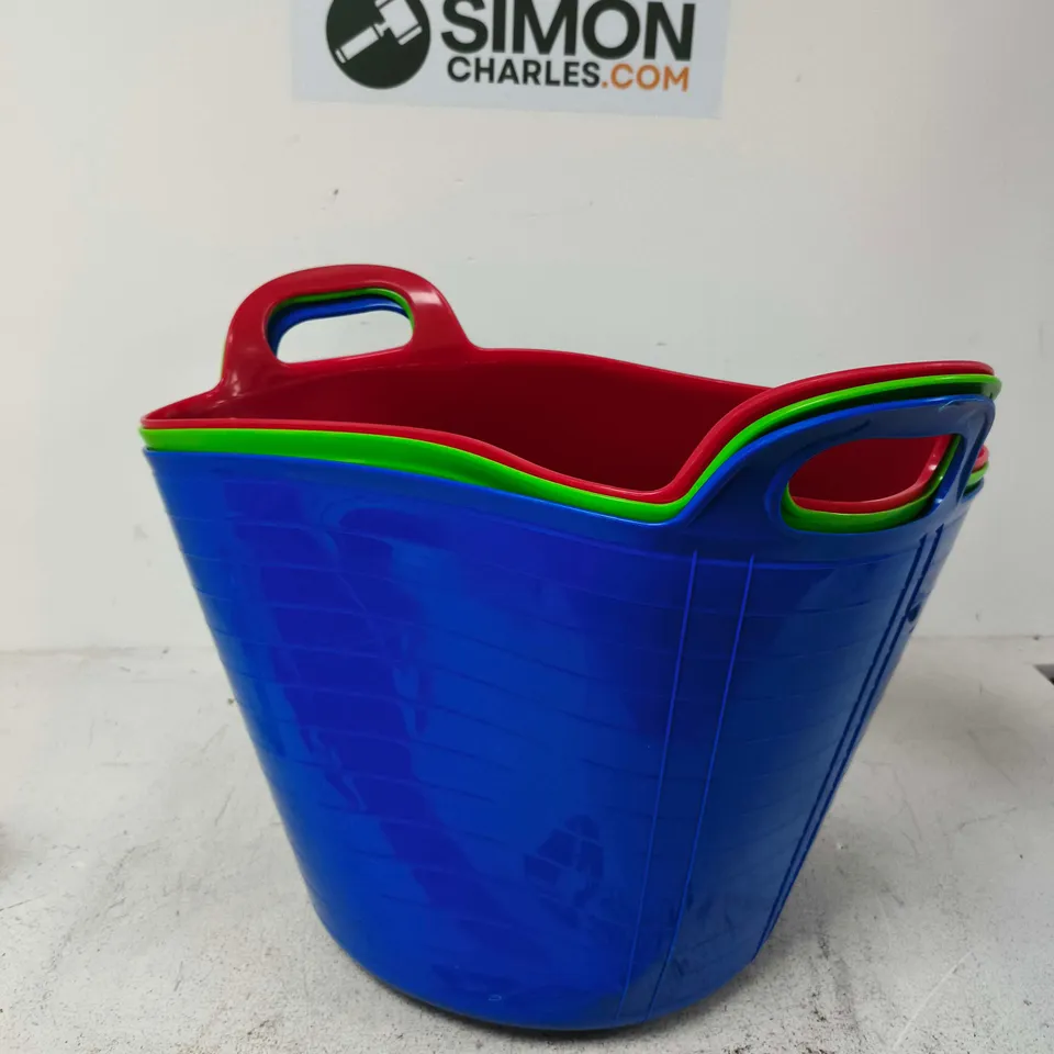 3 X ASSORTED COLOUR FLEXI TUB CONTAINERS