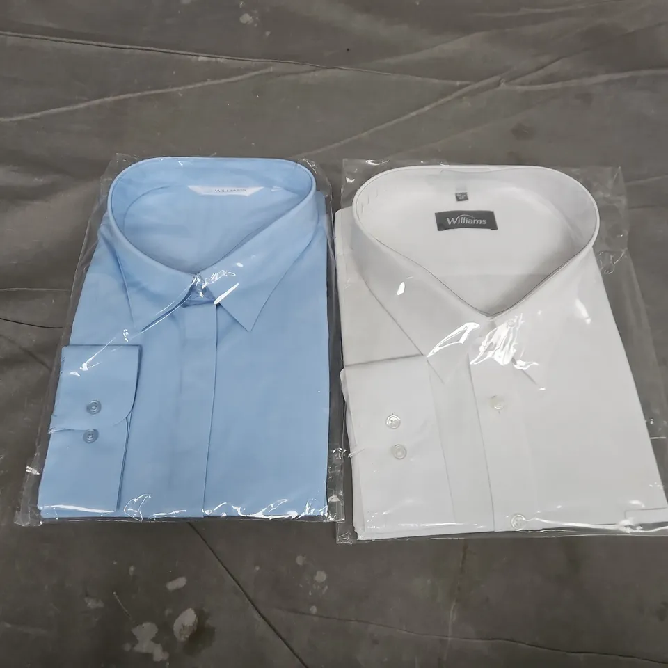 APPROXIMATELY 22 ASSORTED WILLIAMS DISLEY SHIRTS IN VARIOUS SIZES IN BLUE & WHITE VARIATIONS