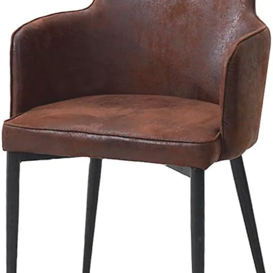 BOXED PAIR OF DESIGNER BROWN DINING CHAIRS (1 BOX)